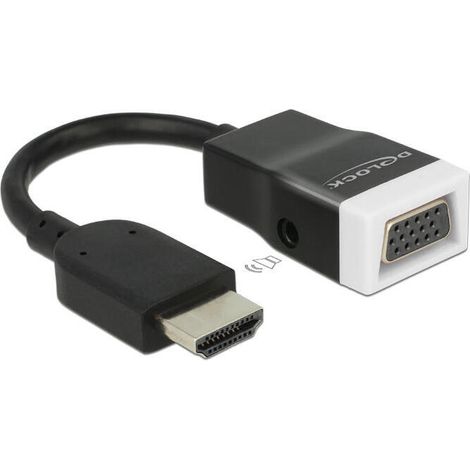 DELOCK cable adaptador HDMI-A macho a VGA hembra con audio sin tornillos (1/2)