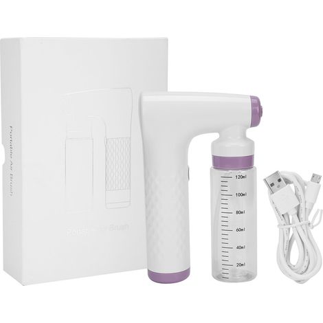 Aérographe portable bronzage sans soleil rechargeable USB 120ml rose, pistolet spray maison avec réservoir 120ml. (1/5)
