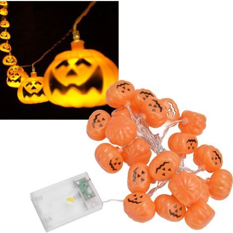Guirlande lumineuse citrouille d'Halloween de 3 mètres et 20 lumières, double mode, adaptée aux décorations intérieures et extérieures, aux fêtes effrayantes et aux ambiances de vacances. (1/5)