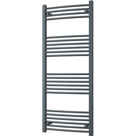 Zennor - Anthracite Heated Towel Rail - H1400mm x W600mm - Curved (1/3)