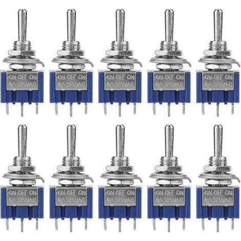 HOXILEELEO - 10 pz Interruttore mini SPDT on/off, 3-posizioni, 3-pin, 6 mm, 6 A, 125 V AC (1/5)