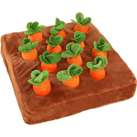 Peluche interattivo a forma di carota per cani, gioco di ricerca e intelligenza (carino)
