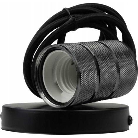 Lámpara de techo colgante de 2 m, casquillo E27, 60 W, color negro brillante. (1/3)