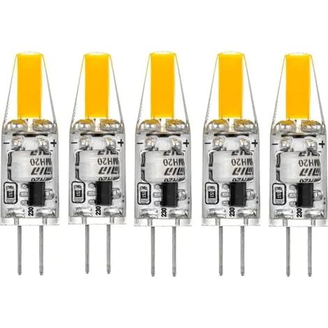 Ampoules LED G4 220 V 2 W 2 700 K blanc chaud 200 lm, en silicone, remplaçant les ampoules halogènes traditionnelles de 20 W, lot de 5 (1/5)