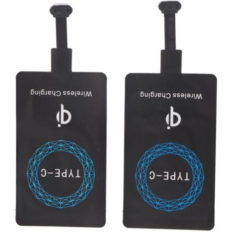 Récepteur de charge sans fil QI Type C – Lot de 2 – Silicone auto-adhésif – Compatible tous téléphones Type-C – Distance de charge 4-8mm (1/5)