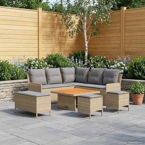 vidaXL Set di Mobili 7 pz Beige e Grigio Chiaro Rattan in PE (1/5)