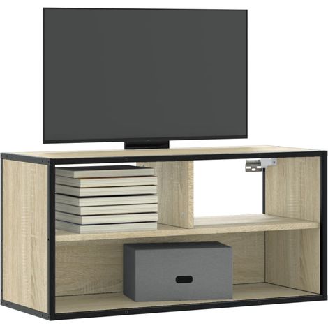 TV-Schrank Sonoma-Eiche 80x31x39,5 cm Holzwerkstoff und Metall