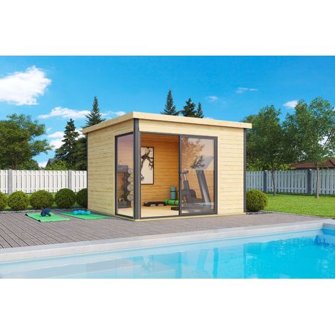 Lasita Maja Gartenhaus Domeo 1-4 Gartenhaus aus Holz, Holzhaus mit 44 mm Wandstärke, Blockbohlenhaus mit Montagematerial Naturbelassen (1/5)