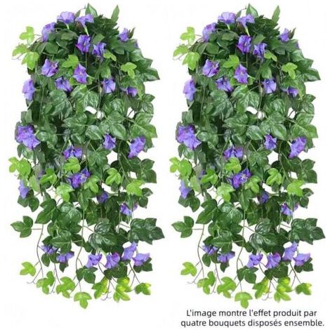 Green Mobility-Fleurs artificielles suspendues  pour l'extérieur, fleurs retombantes artificielles pour l'intérieur, plantes artificielles pour la décoration de mariage, jardin, mur, balcon - Violet (1/3)