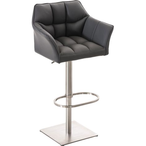 Taburete de bar Damaso con revestimiento de polipiel Gris Acero inoxidable (1/5)
