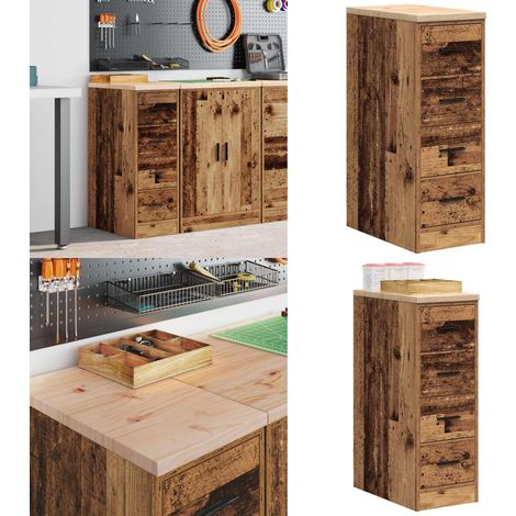 vidaXL Garagen-Aufbewahrungsschrank Altholz-Optik Massivholz Kiefer (1/5)