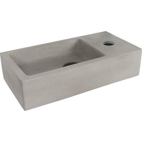 Differnz Hura Lave-mains 38x18x9cm sans siphon, sans robinet et sans bonde Béton (1/2)