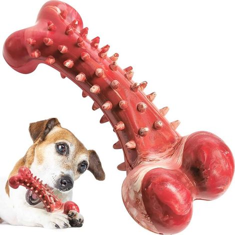Jouets pour chiens, os à mâcher et brosses à dents pour chiens, friandises dentaires en caoutchouc durable, convenant aux races moyennes à grandes, saveur bœuf. (1/5)