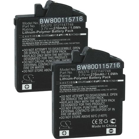 vhbw 2x Akku kompatibel mit Sennheiser PXC 360 BT Wireless Headset Kopfhörer (270 mAh, 3,7 V, Li-Polymer) (1/4)