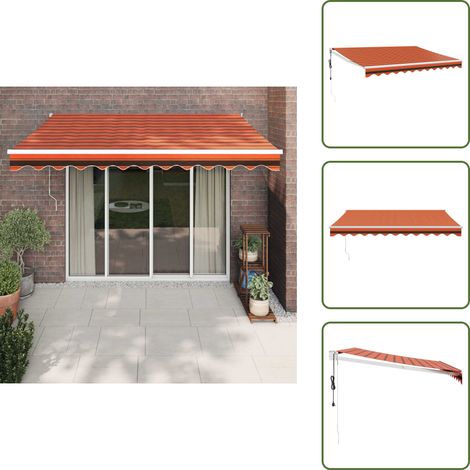 The Living Store Tenda Sole Automatica Retrattile Arancione e Marrone 3,5x2,5 m - Tenda retrattile