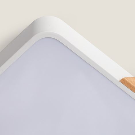 Plafonnier LED 18W Carré Bois et Aluminium 325x325 mm CCT Sélectionnable Semi-Dari Blanc