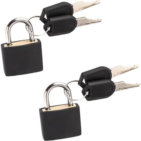 Lot de 2 cadenas à bagages avec clés, petits cadenas colorés pour casier de gym, sac à dos, sac d'ordinateur portable, école, Noir , Compacte (1/5)