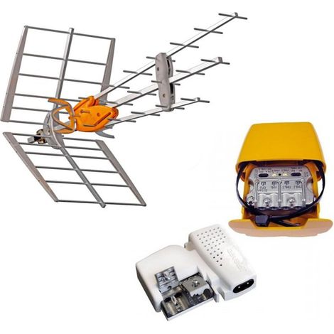 Antenne terrestre TNT HD BOSS UHF 42dB – Préamplificateur intégré – Réglage automatique du gain – Connecteur F Femelle – Alimentation 24V – Televes