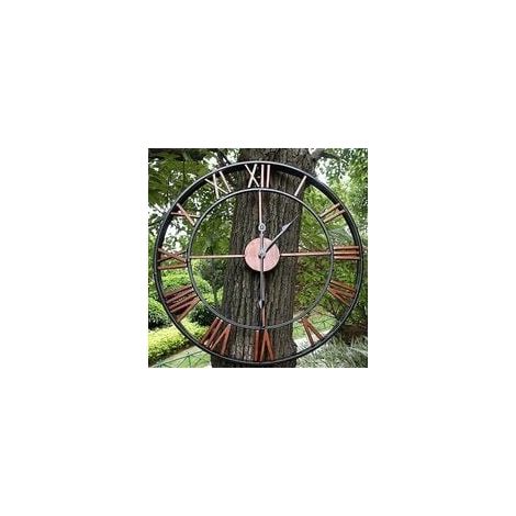 Horloge de Jardin Horloge Murale de Jardin en Plein air Grande Horloge de Jardin en Chiffres Romains Horloge Extérieure en Fer Horloge Extérieure,40cm/16inch (1/5)