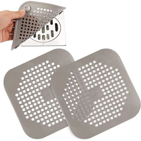 2 Stück graue Silikon-Haarsiebe, Abflussfilter (1/5)