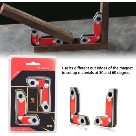 Juego de 2 abrazaderas magnéticas para soldadura, aptas para interiores y exteriores, herramienta de fijación magnética para soldadores, con ángulos de 30/60/90°.