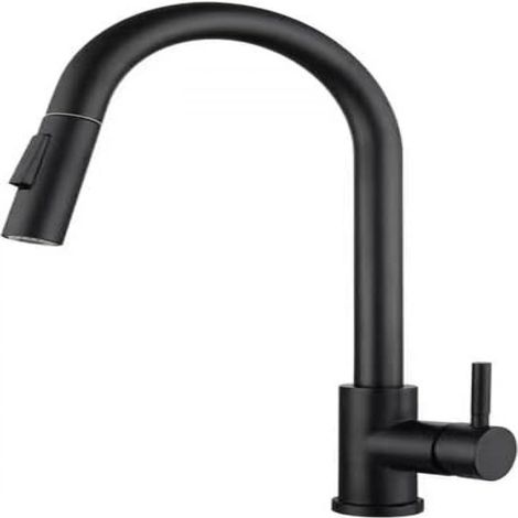 Robinet Cuisine - Extensible 60 cm - Rotation 360° - Acier Inoxydable 304 - Raccord G3/8" - Noir - 1 Pièce (1/5)
