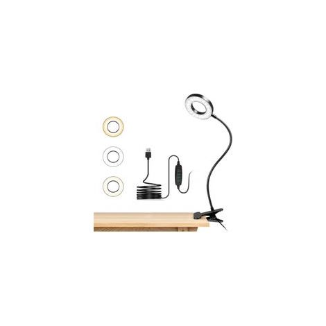 Lampe de bureau LED noire, lampe de lecture flexible à 360°, 3 modes d'éclairage et 10 niveaux de luminosité, lampe LED USB pour étudier et travailler