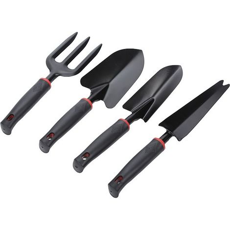 Ensemble d'outils de jardinage : truelle large + truelle étroite + cultivateur à 3 dents + truelle à transplanter (1/5)