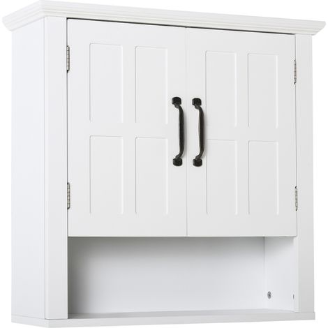 HOMCOM Bathroom Wall Cabinet, Medicine Cabinet w/ Adjustable Shelf, White