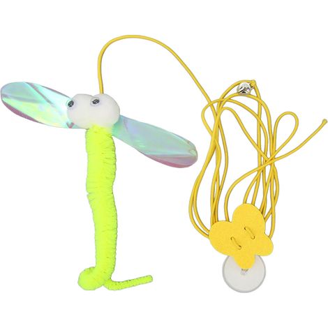 Porte suspendue auto-jouable pour chat, jouet en forme de libellule, rétractable, avec corde élastique, cloche pour chaton (1/5)