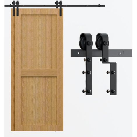 1 Kit Quincaillerie Porte Coulissante 274CM Double Rail Aluminium Noir Pour Intérieur