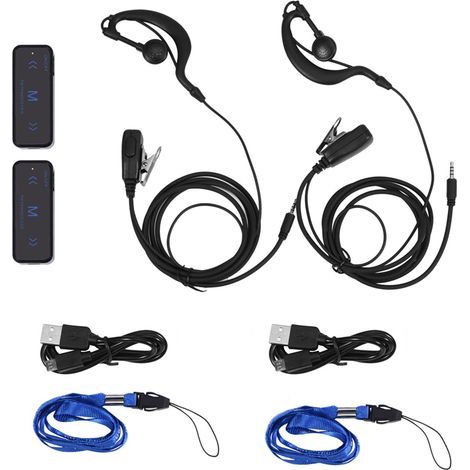 2PCS Talkie-Walkie Mini 400-480MHz avec Casque Micro et Alimentation USB (1/5)