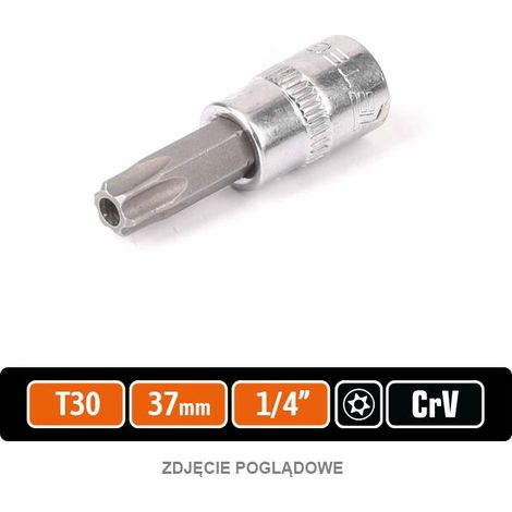 Llave de tubo de 1/4" con punta Torx de 37 mm/T30 / (con orificio) / llave de tubo (1/2)