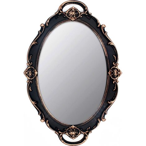 Petit miroir mural vintage, 37 x 25,4 cm, ovale, marron (1/5)
