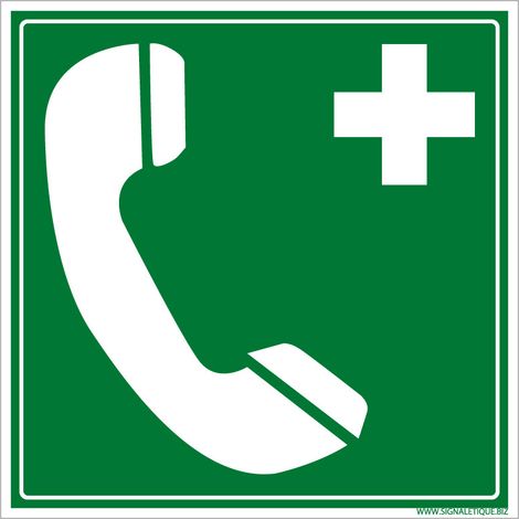 Panneau Téléphone de Secours – Signalisation Sécurité & Évacuation - Plastique PVC 1,5 mm - 350 x 350 mm