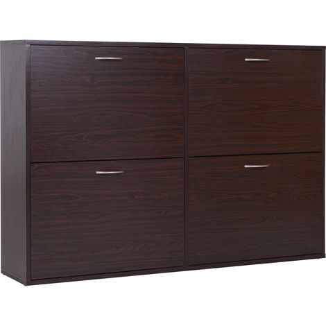 GagaMeuble a chaussures gain de place 24 paires avec etageres reglables 4 tiroirs 120x24x81 cm marron (1/5)