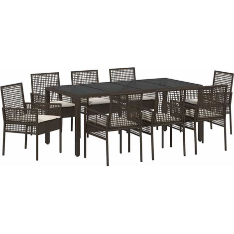 Maison Exclusive - Conjunto de Comedor de Jardín 9 pcs Marrón rat