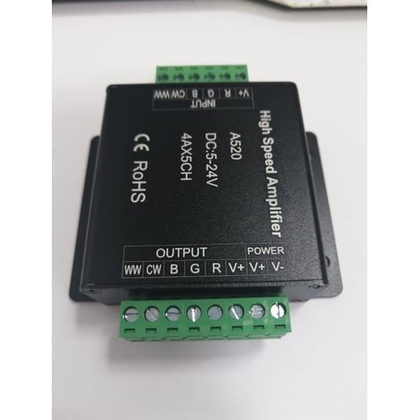 High-speed RGBW+CW LED amplifier, RGBWW amplifier, amplifier for RGBCCT A520 LED strip