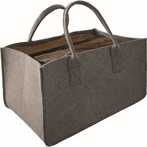 Sac à bois en feutre gris