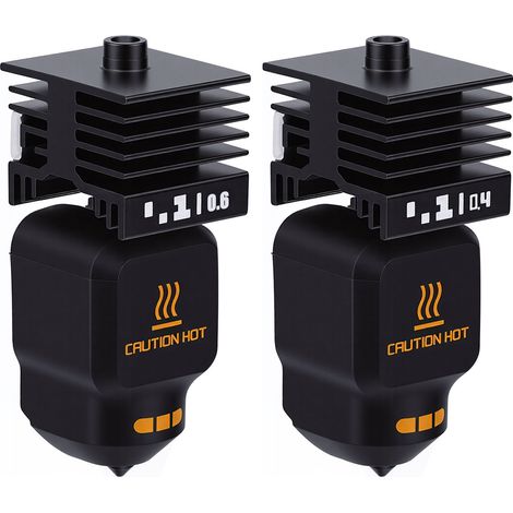 Lot de 4 têtes d'impression de rechange pour imprimantes 3D Bambu Lab P2S, H2D, H2S et H2C (diamètres : 0,2 0,4 0,6 0,8 mm) avec manchon en silicone. (1/5)