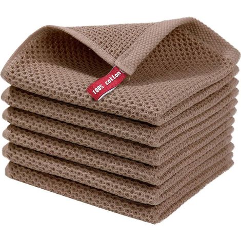 de chiffons nettoyage gaufrés absorbants réutilisables Lot 6 marron (1/3)