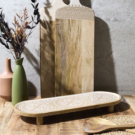 Plat De Présentation - Home Deco Factory - Dune Terra - Manguier - Beige