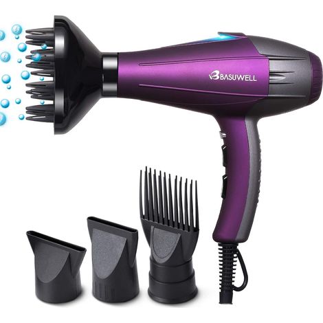 Sèche Cheveux 2100W, Ionique/Infrarouge Iointain Salon Sèche-Cheveux avec Diffuseur,Peigne et Buse, Puissant AC Moteur Violet (1/5)