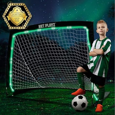 But De Football - 4 x 3 Pi - Avec Éclairage LED Et Effet Phosphorescent - Portable Et Rapide À Monter - Pour Entraînement Extérieur Ou Intérieur - 1 Pièce (1/3)