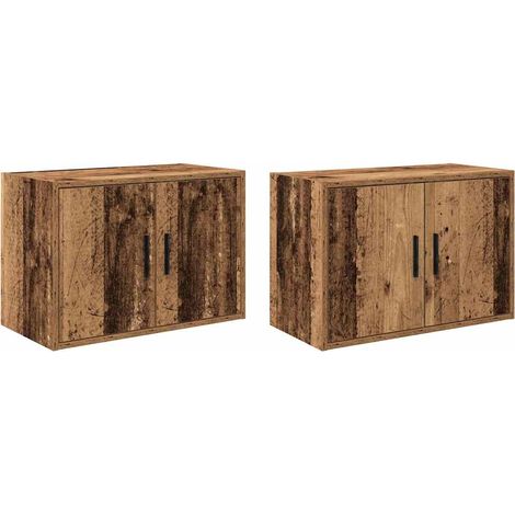 Meubles de Rangement,Armoires murales de garage 2 pcs vieux bois bois d'ingénierie CFW769909 (1/5)