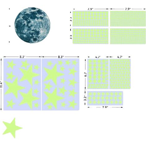 Pegatinas luminosas, diseño celestial 3D, fáciles de aplicar, luz verde. (1/2)
