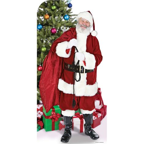 Figurine en carton Passe tête Père Noël avec sa hotte de cadeaux - Haut 186 cm (1/5)