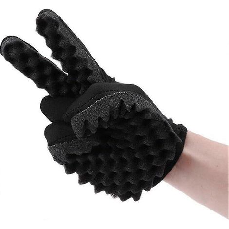 Gants éponge pour coiffeur 20 x 13 cm, brosse à boucles pour cheveux afro, outil de coiffure pour tresses et ondulations noir (1/5)