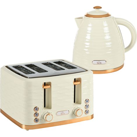 2-in-1 Toaster- und Wasserkocher-Set. 7 Bräunungsstufen. Auftau- und Aufwärmfunktion. Beige (1/4)