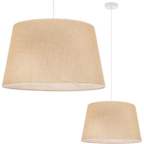LÁMPARA COLGANTE CONO DE YUTE BLANCO 1 PANTALLA PLANA BEIGE 44CM